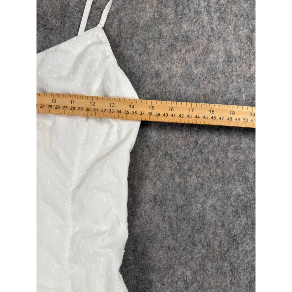 Old Navy Womens White Swiss Dot Midi Dress V-Neck Smocked Back Size M - Picture 3 of 6